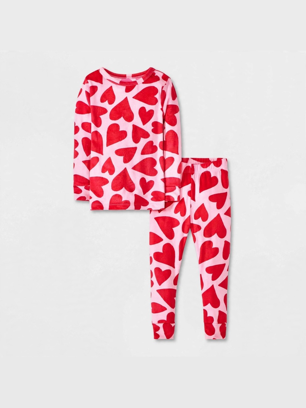 Cat & Jack Pink Pajama Set with Red Heart Print